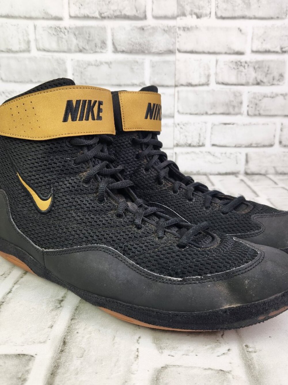 Nike Inflict 3 Men's Sz 13 Black Gold Train Boxing MMA Wrestling Shoe 325256-004